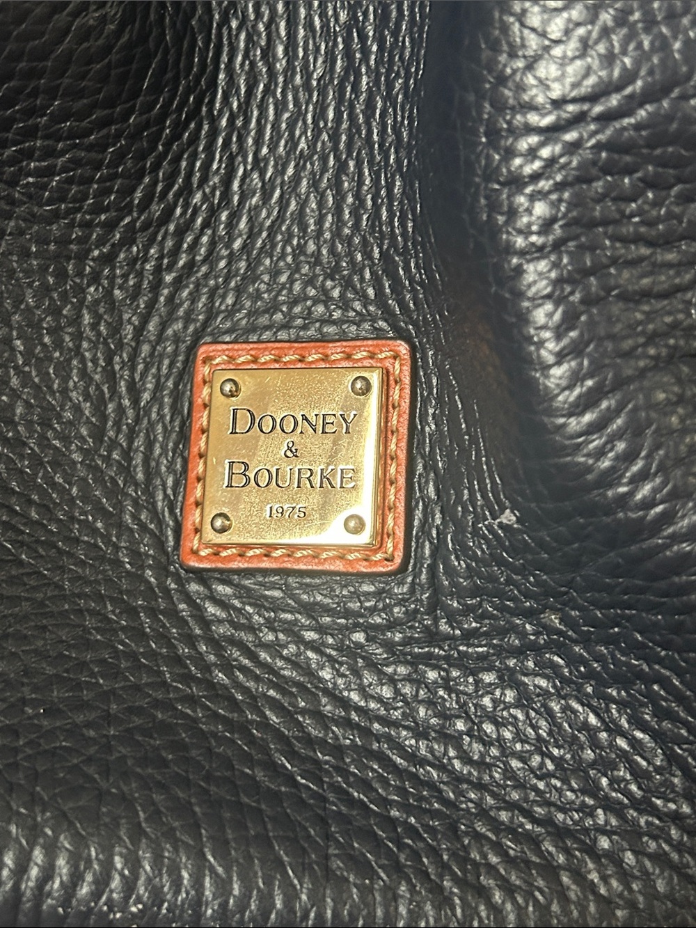 Dooney & Bourke Navy Leather Tote with Brown Handles - Picture 2 of 10